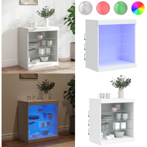 Credenza con Luci LED Bianca 60,5x37x67 cm - Credenza moderna - Luci LED RGB