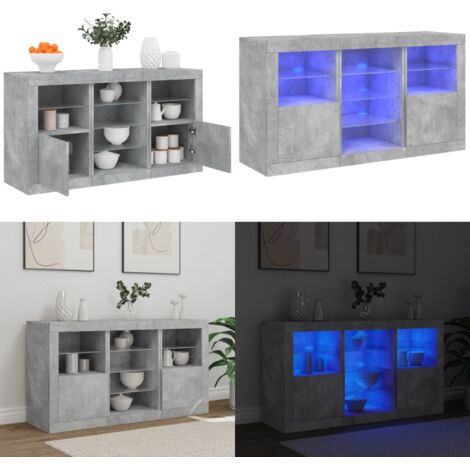 Credenza con Luci LED Grigio Cemento 123x37x67 cm - Luci RGB - Credenza moderna