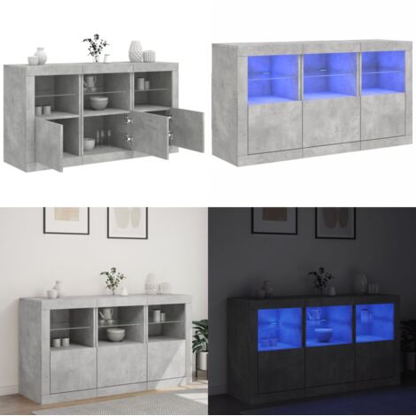 Credenza con Luci LED Grigio Cemento 123x37x67 cm - Luci RGB - Credenza moderna