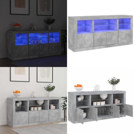Credenza con Luci LED Grigio Cemento 142,5x37x67 cm - Credenza moderna - Luci RGB