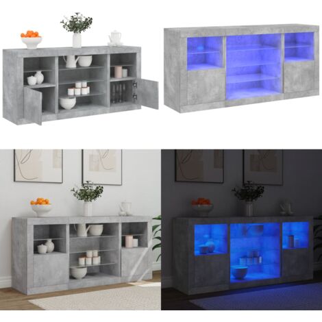 Credenza con Luci LED Grigio Cemento 142,5x37x67 cm - Credenza moderna - Luci RGB
