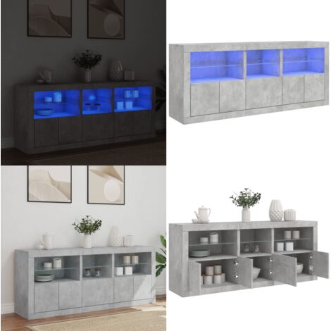 Credenza con Luci LED Grigio Cemento 162x37x67 cm - Credenza moderna - Luci RGB