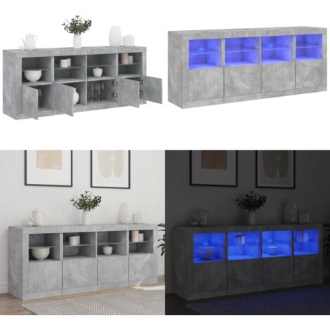 Credenza con Luci LED Grigio Cemento 163x37x67 cm - Luci RGB - Mobile da corridoio