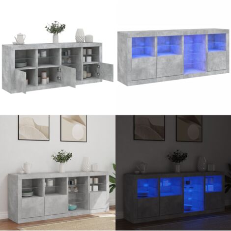 Credenza con Luci LED Grigio Cemento 164x37x67 cm - Luci RGB - Credenza moderna