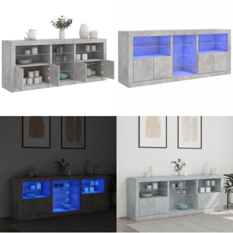 Credenza con Luci LED Grigio Cemento 181,5x37x67 cm - Luci LED RGB - Credenza moderna