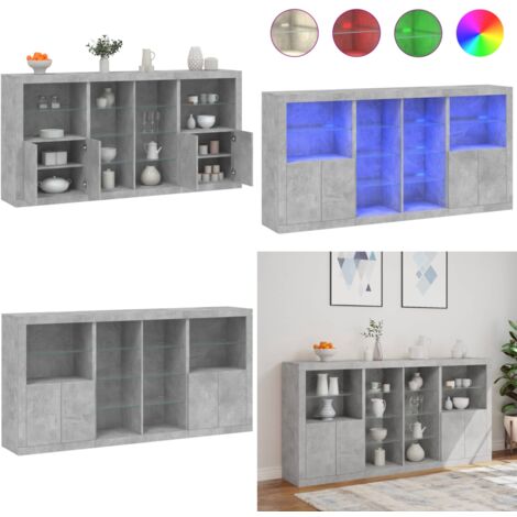 Credenza con Luci LED Grigio Cemento 202x37x100 cm - Luci RGB - Credenza moderna