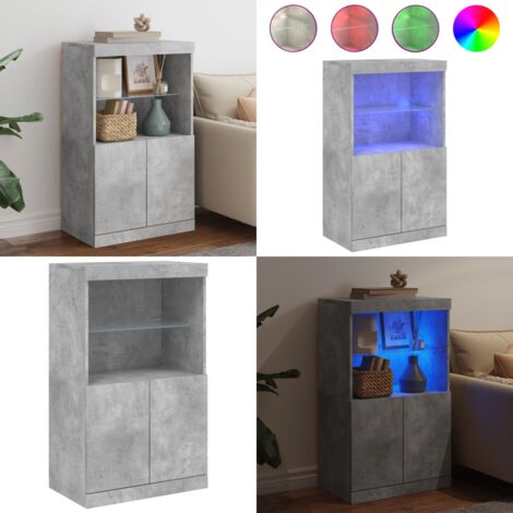 Credenza con Luci LED Grigio Cemento 60,5x37x100 cm - Credenza moderna - Credenza con luci RGB
