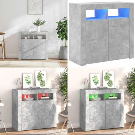 Credenza con Luci LED Grigio Cemento 80x35x75 cm - Credenza con luci RGB - Credenza in legno