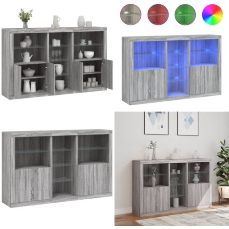 Credenza con Luci LED Grigio Sonoma 162x37x100 cm - Credenza moderna - Luci LED RGB