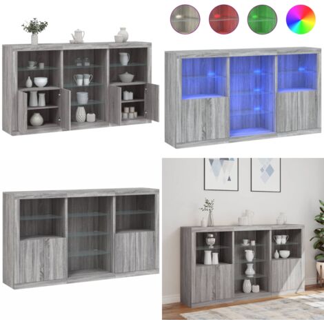 Credenza con Luci LED Grigio Sonoma 181,5x37x100 cm - Luci LED RGB - Credenza moderna