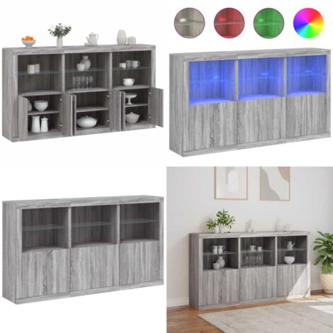 Credenza con Luci LED Grigio Sonoma 181,5x37x100 cm - Luci LED RGB - Credenza moderna