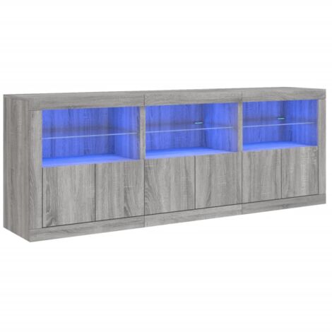 Credenza con Luci LED Grigio Sonoma 181,5x37x67 cm vidaXL