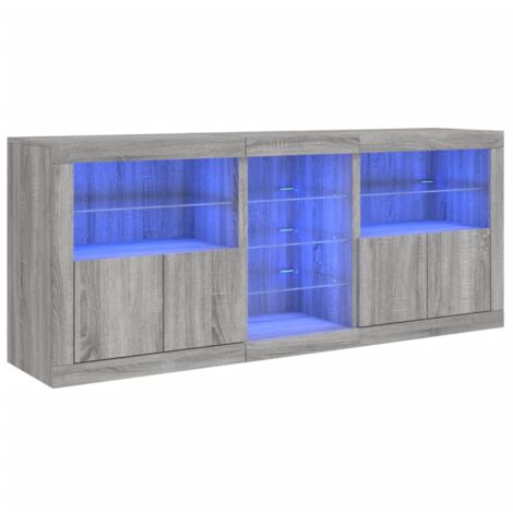 Credenza con Luci LED Grigio Sonoma 181,5x37x67 cm vidaXL