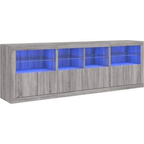 Credenza con Luci LED Grigio Sonoma 202x37x67 cm vidaXL