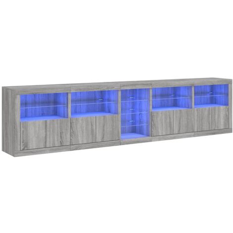 Credenza con Luci LED Grigio Sonoma 283x37x67 cm vidaXL