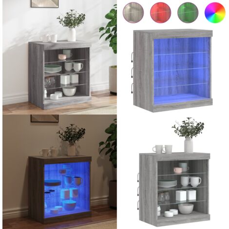 Credenza con Luci LED Grigio Sonoma 60,5x37x67 cm - Credenza moderna - Credenza con luce RGB