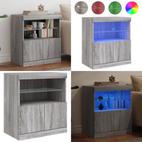 Credenza con Luci LED Grigio Sonoma 60x37x67 cm - Credenza moderna - Luci LED RGB