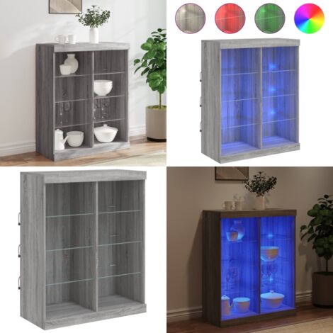 Credenza con Luci LED Grigio Sonoma 81x37x100 cm - Credenza moderna - Credenza con luci RGB