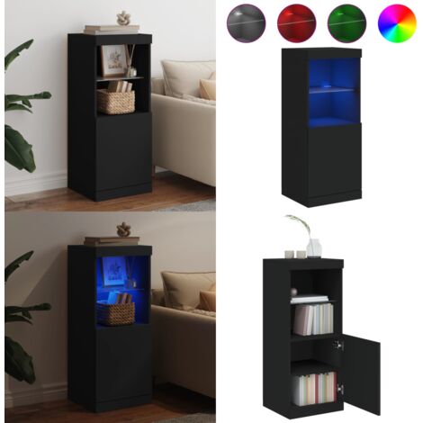 Credenza con Luci LED Nera 41x37x100 cm - Credenza moderna - Luci LED RGB