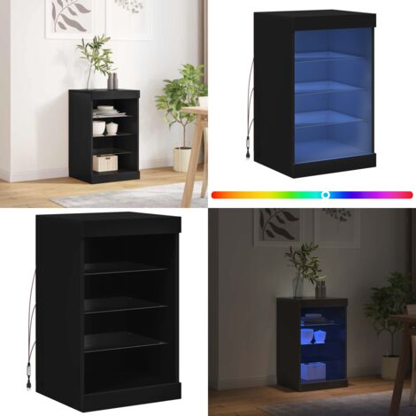 Credenza con Luci LED Nera 41x37x67 cm - Credenza moderna - Luci LED RGB