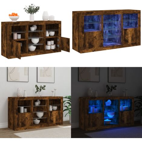 Credenza con Luci LED Rovere Fumo 123x37x67 cm - Luci LED RGB - Credenza moderna