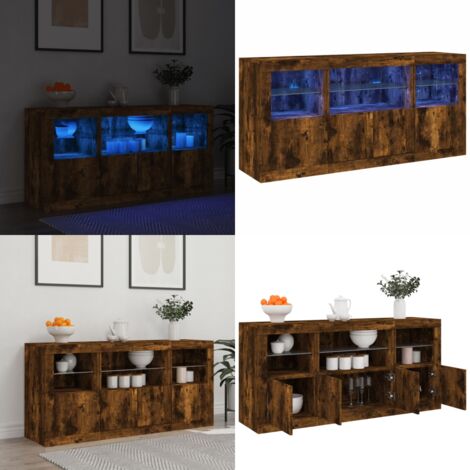 Credenza con Luci LED Rovere Fumo 142,5x37x67 cm - Credenza moderna - Luci RGB