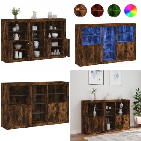 Credenza con Luci LED Rovere Fumo 162x37x100 cm - Luci LED RGB - Credenza moderna