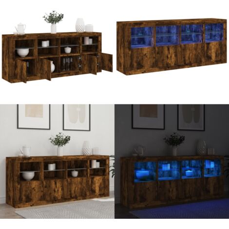 Credenza con Luci LED Rovere Fumo 163x37x67 cm - Luci LED RGB - Credenza moderna