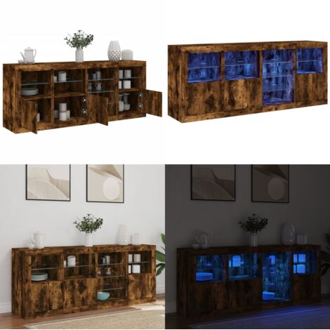 Credenza con Luci LED Rovere Fumo 164x37x67 cm - Luci LED RGB - Credenza moderna