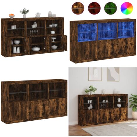 Credenza con Luci LED Rovere Fumo 181,5x37x100 cm - Luci LED RGB - Credenza moderna