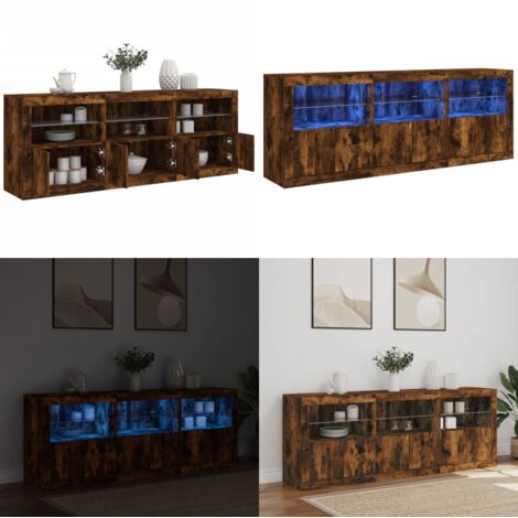 Credenza con Luci LED Rovere Fumo 181,5x37x67 cm - Luci LED RGB - Credenza moderna