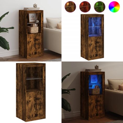 Credenza con Luci LED Rovere Fumo 41x37x100 cm - Luci LED RGB - Mobile con luci