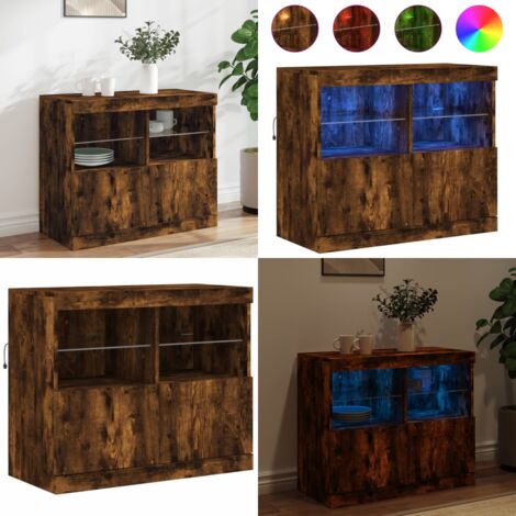 Credenza con Luci LED Rovere Fumo 81x37x67 cm - Credenza moderna - Credenza con luci RGB