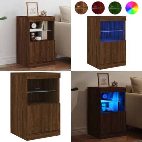 Credenza con Luci LED Rovere Marrone 41x37x67 cm - Credenza moderna - Luci LED RGB