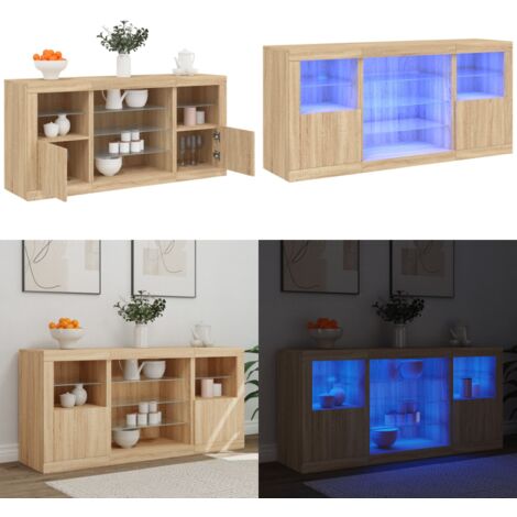 Credenza con Luci LED Rovere Sonoma 142,5x37x67 cm - Luci LED RGB - Credenza moderna