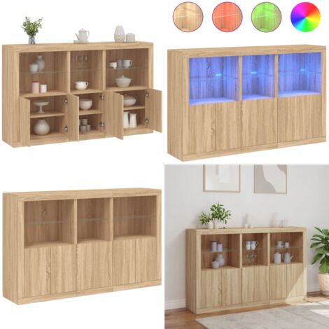 Credenza con Luci LED Rovere Sonoma 162x37x100 cm - Luci LED RGB - Credenza moderna