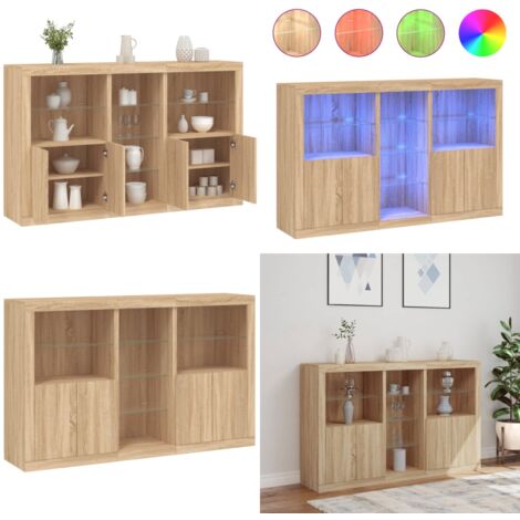 Credenza con Luci LED Rovere Sonoma 162x37x100 cm - Luci LED RGB - Credenza moderna