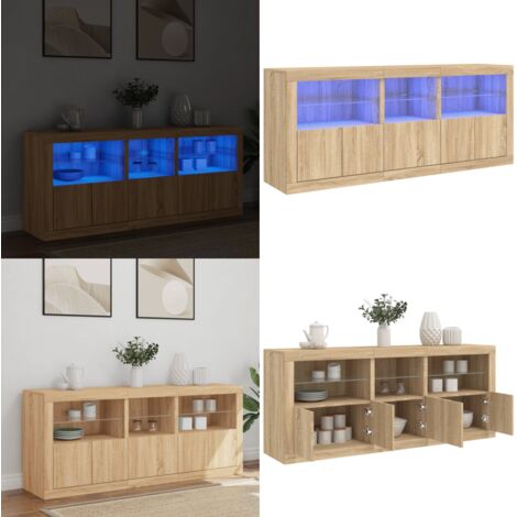 Credenza con Luci LED Rovere Sonoma 162x37x67 cm - Luci LED RGB - Credenza moderna