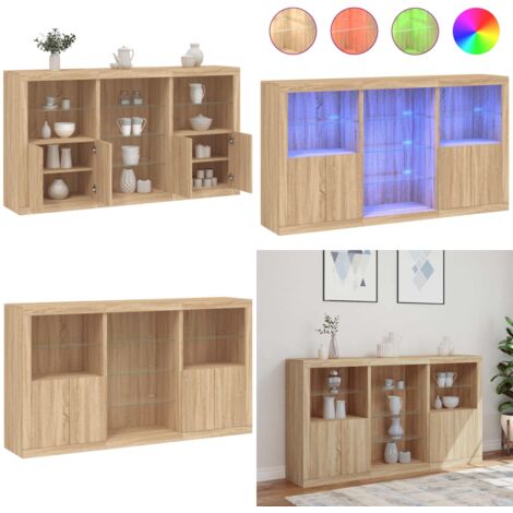 Credenza con Luci LED Rovere Sonoma 181,5x37x100 cm - Luci LED RGB - Credenza moderna