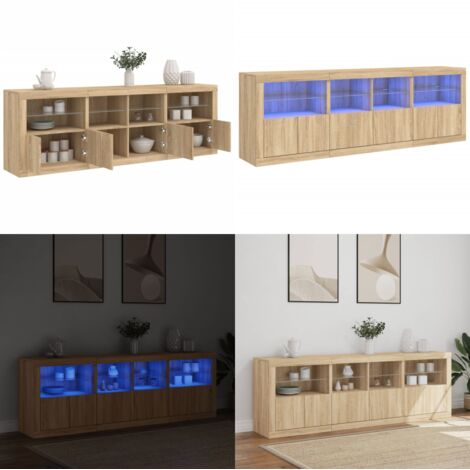 Credenza con Luci LED Rovere Sonoma 202x37x67 cm - Luci LED RGB - Credenza moderna