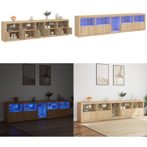 Credenza con Luci LED Rovere Sonoma 283x37x67 cm - Luci LED RGB - Credenza moderna