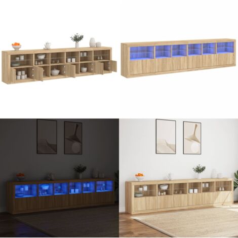 Credenza con Luci LED Rovere Sonoma 283x37x67 cm - Luci LED RGB - Credenza moderna