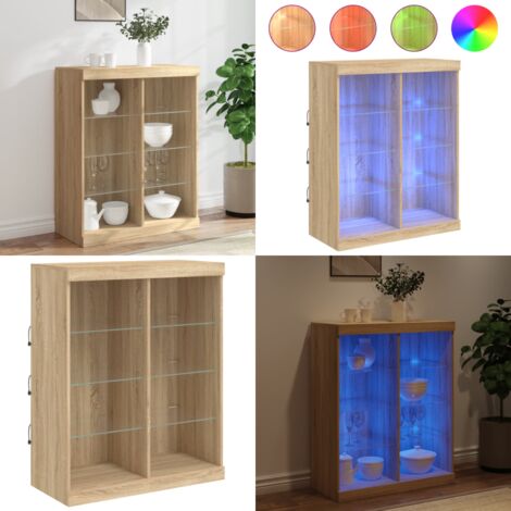 Credenza con Luci LED Rovere Sonoma 81x37x100 cm - Credenza moderna - Credenza con luce RGB