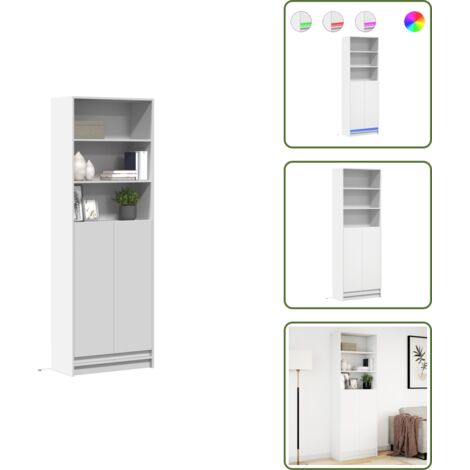 Credenza con luci RGB - vidaXL Credenza con LED Bianca 69x32,5x200 cm in Truciolato - Credenza con ante