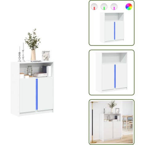 Credenza con luci RGB - vidaXL Credenza con LED Bianca 77x34x100 cm in Legno Multistrato - Credenza da corridoio
