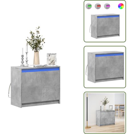 Credenza con luci RGB - vidaXL Credenza con LED Grigio Cemento 72x34x61 cm Legno Multistrato - Credenza con ante