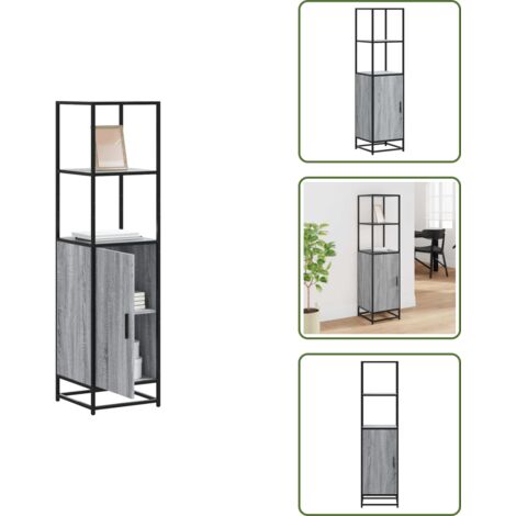 Credenza con maniglia - vidaXL Credenza Grigio Sonoma 35,5x35x139 cm Legno Multistrato Metallo - Credenza con scomparto