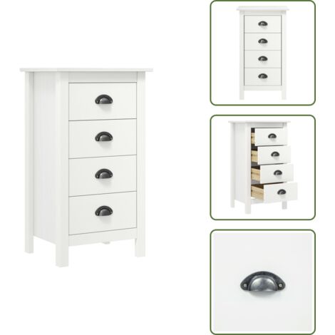Credenza con maniglie - vidaXL Credenza Hill Bianca 46x35x80 cm in Legno Massello di Pino - Credenza Hill