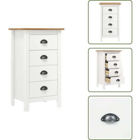 Credenza con maniglie - vidaXL Credenza Hill Bianca 46x35x80 cm in Legno Massello di Pino - Credenza in pino
