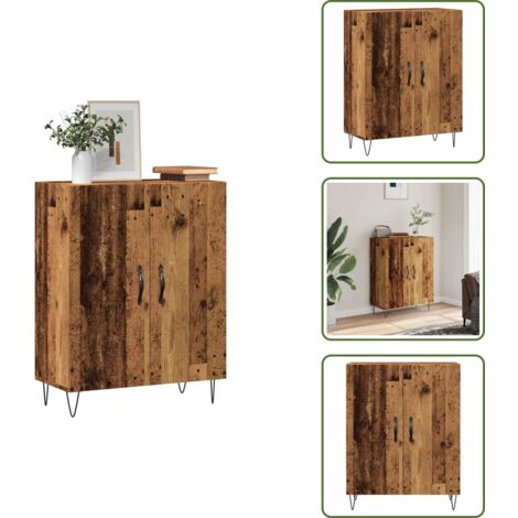 Credenza con maniglie - vidaXL Credenza Legno Antico 69,5x34x90 cm in Legno Multistrato - Credenza con piedini in metallo